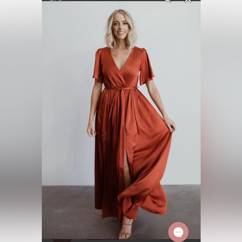 Sicily Satin Maxi Dress Rust XXL